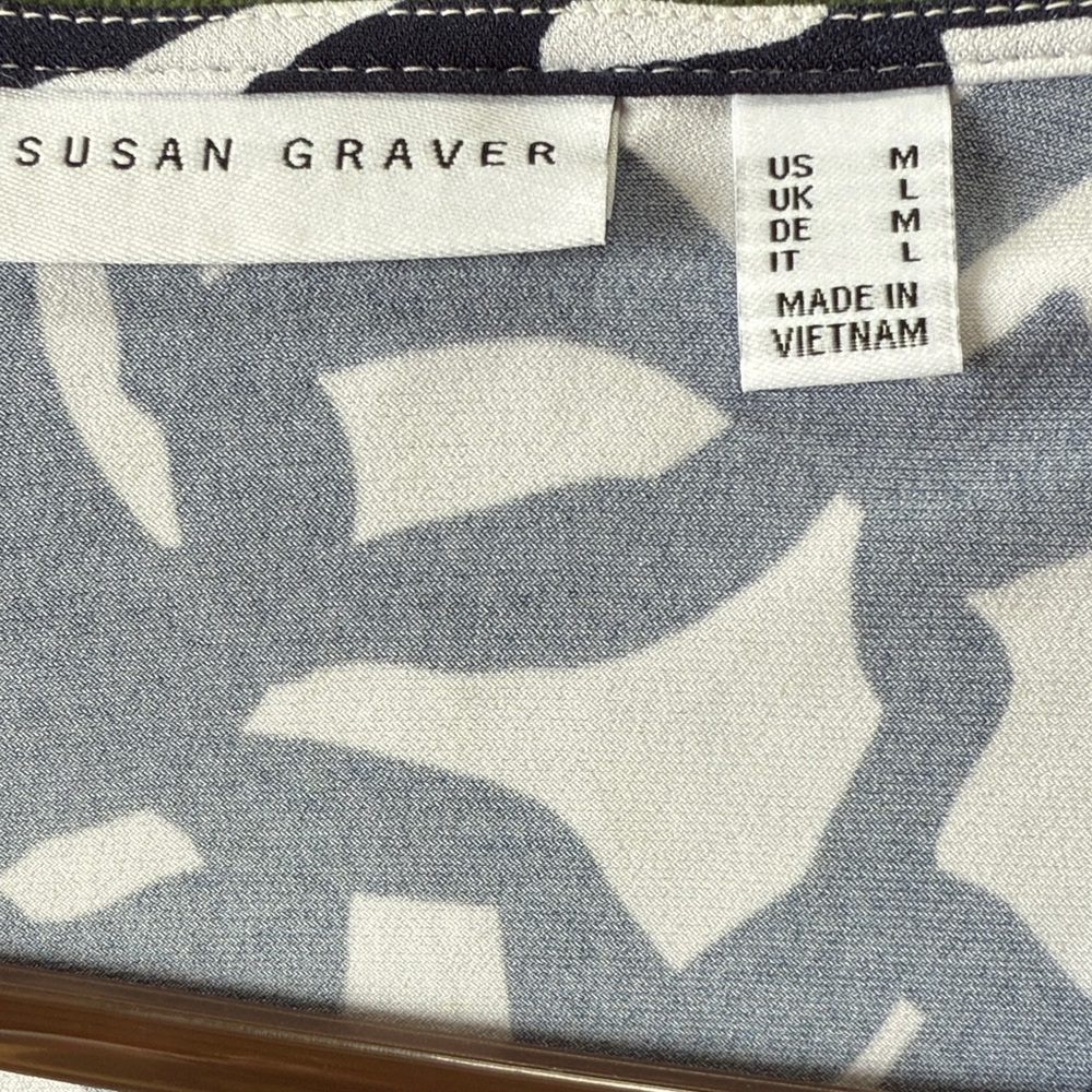 Susan Graver Navy and White Abstract Liquid Knit Faux Wrap Dress - Picture 2 of 2